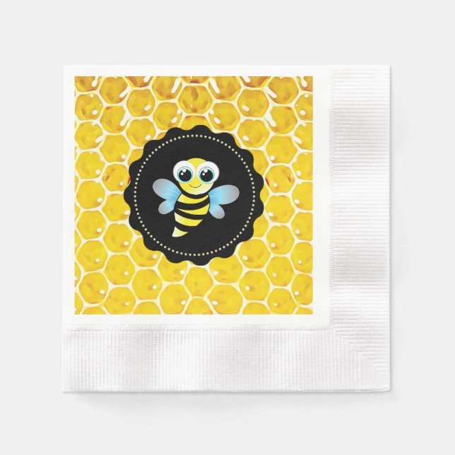 Honeycomb Humla Baby Shower Napkins Pappersservett (Framsidan)