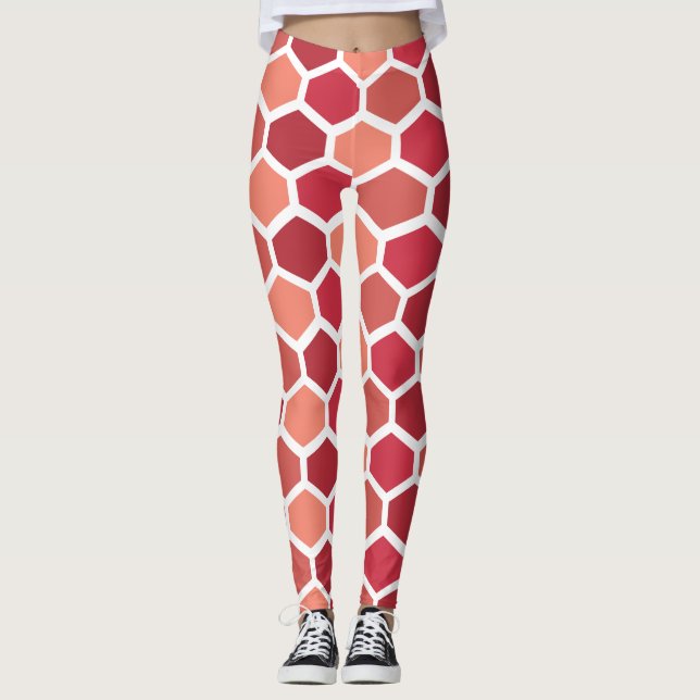 Honeycomb in Reds Leggings (Framsida)