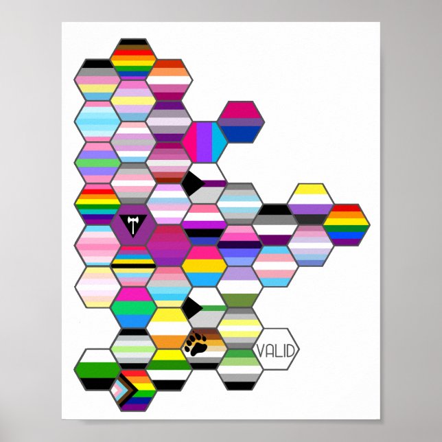 Honeycomb LGBT-Flagga för Pride Poster (Framsidan)
