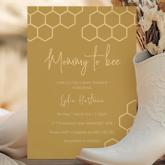 Honeycomb Mamma Till Bebis Baby Shower Inbjudningar (Skapare uppladdad)
