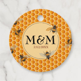 Honeycomb Monogram Honung Burk Bröllop Gåvor Etiketter