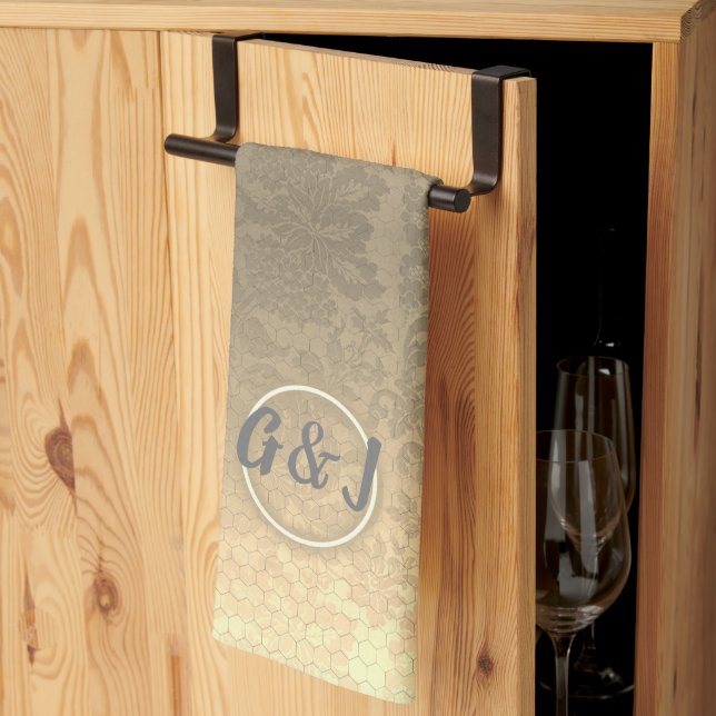 Honeycomb Monogram Kitchen Towels Kökshandduk (Thirds Fold)