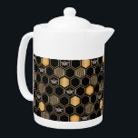 Honeycomb Mönster<br><div class="desc">Den här contemporaryn har en geometrisk bekupning av mönster, humlor och en svart bakgrund av färg.</div>