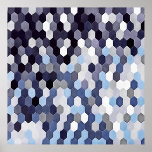 Honeycomb Mönster i blå toner Poster