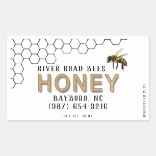 Honeycomb och Bee Honungsetikett Kraft Rektangulärt Klistermärke