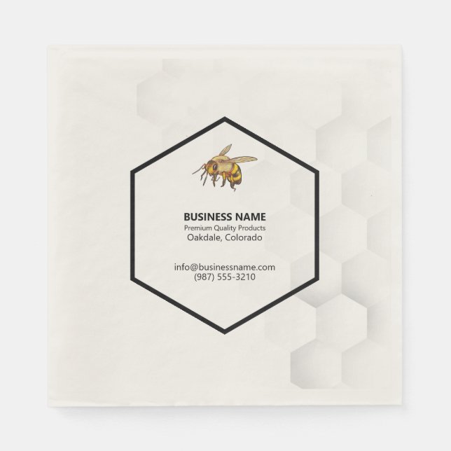 Honeycomb och Bee Logotyp Honungsprovdockor Pappersservett (Framsidan)