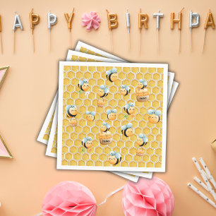 Honeycomb och Bees First Bee Birthday Pappersservett