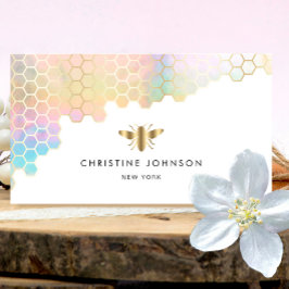 Honeycomb och faux guld foil bi logotyp visitkort