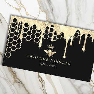 honeycomb och faux guld foil drottning bin visitkort