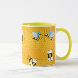 Honeycomb och Tecknad Bee Ringer Mugg