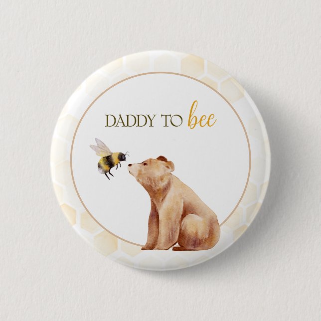 Honeycomb pappa till Bee Baby Bear Baby Shower Knapp (Framsida)