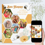Honeycomb Photo Collage Bee Grattis på födelsedage Kort<br><div class="desc">Roligt och kort för snabb födelsedag med anpassningsbarnas foton ordnade i honeycomb mönster. Utformningen har söt humla, bikaka, doodla blommor och kärlek hjärtan med återutskrift för pun, Bee Lycklig. Du kan anpassa meddelandet på framsidan och även ha möjlighet att redigera meddelandet som för närvarande lyder "Ha en underbar födelsedag och...</div>