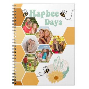 Honeycomb Photo Collage Cute Humla Anteckningsbok