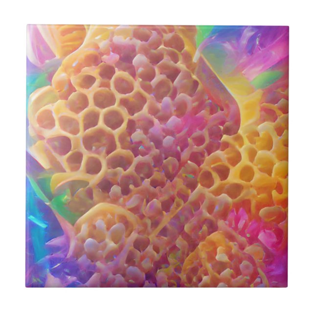 Honeycomb psychedelie digital art kakelplatta (Framsidan)