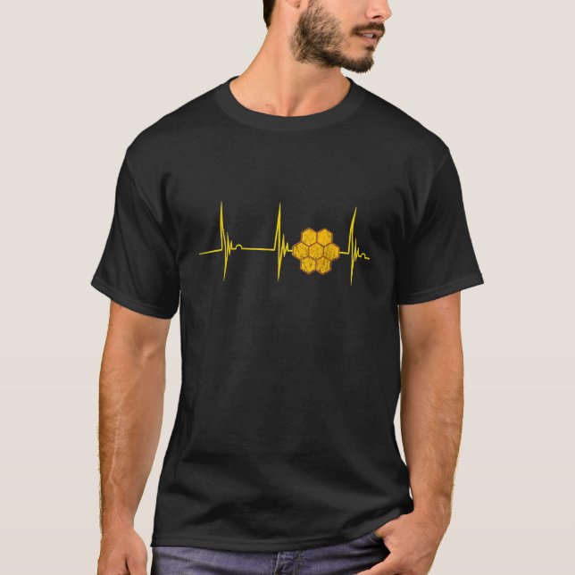 Honeycomb-pulsslag Ekg Pulse Honungsbi T Shirt (Framsida)