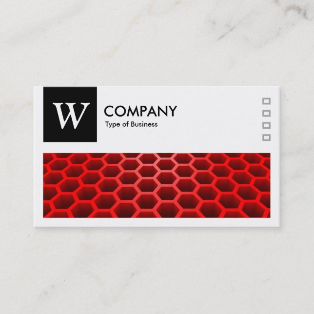 Honeycomb Red - Logotyp och panel v2 - svart Visitkort (Framsida)
