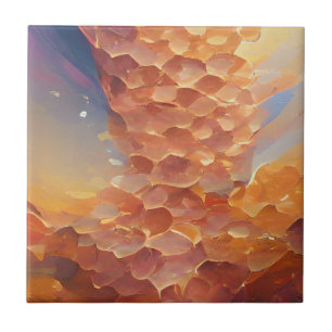 Honeycomb ro abstrakt guld geometri digital art kakelplatta