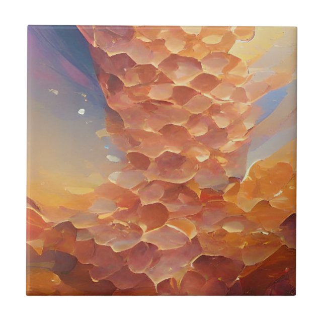 Honeycomb ro abstrakt guld geometri digital art kakelplatta (Framsidan)