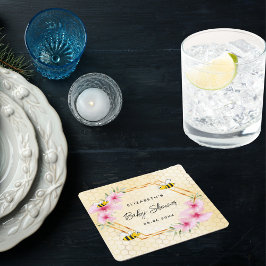 Honeycomb rosa blommor från babyskor underlägg papper kvadrat