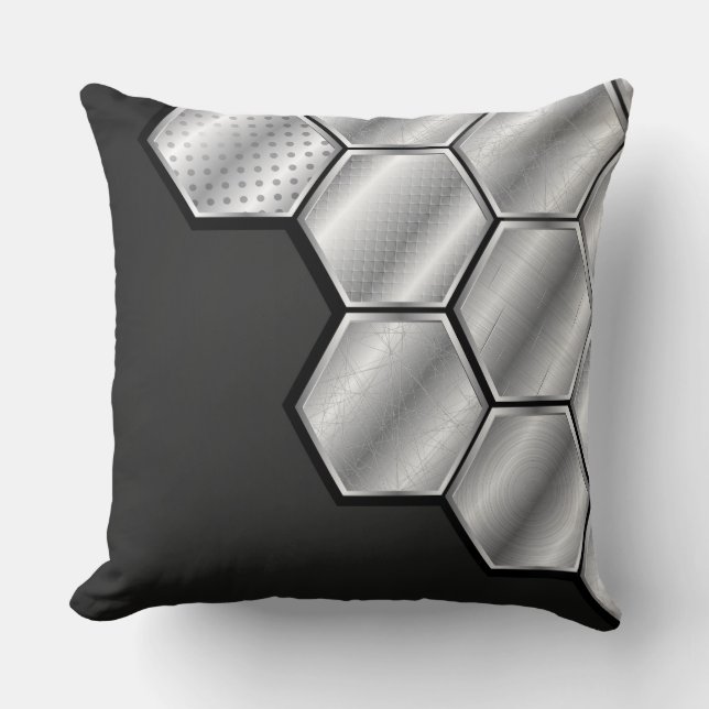 Honeycomb Silver Tiles Decorative Pillow Kudde (Framsida)