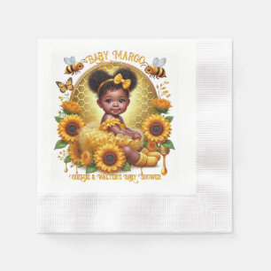 Honeycomb & Sunblommor Cute Afro Puff Flicka Pappersservett
