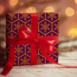 Honeycomb teckning mönster med royal blomma presentpapper