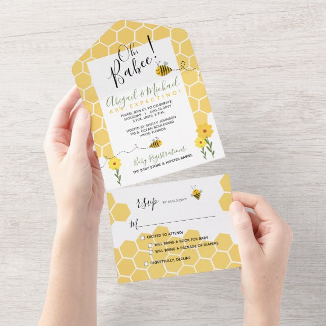 Honeycomb Watercolor Humla Baby Shower (Avrivbar del)