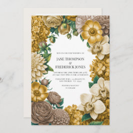 Honeycomb, Wheat & Warm Taupe Wedding Inbjudningar