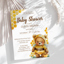 Honeycombi och brun honung nalle Baby Shower