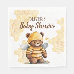 Honeycombi och brun honung nalle Baby Shower Pappersservett