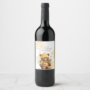 Honeycombi och brun honung nalle vinflaska etikett