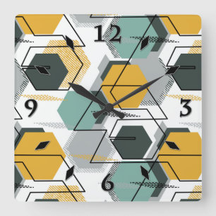 Honeycombs. Abstraktens geometriska mönster.1 Fyrkantig Klocka