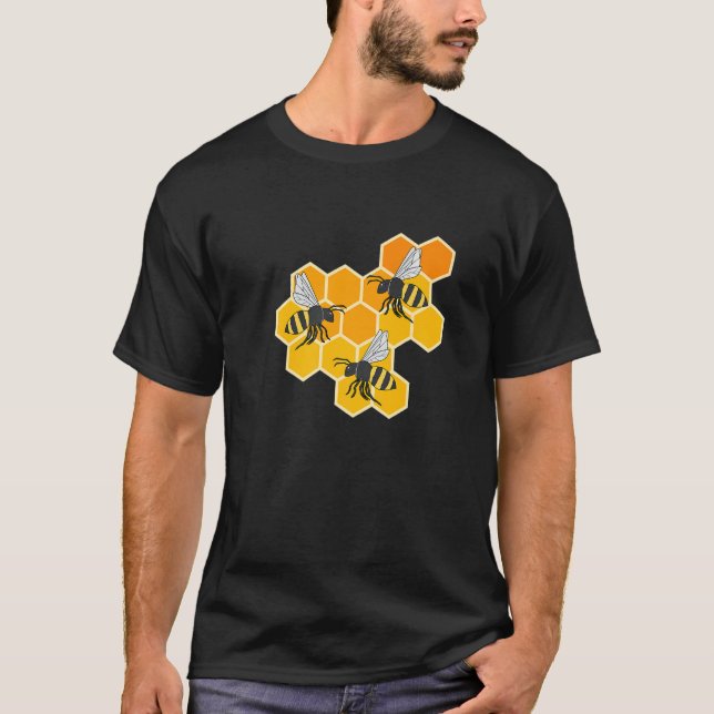 Honeycombs Bees Nature Wildlife Honey Premium T Shirt (Framsida)