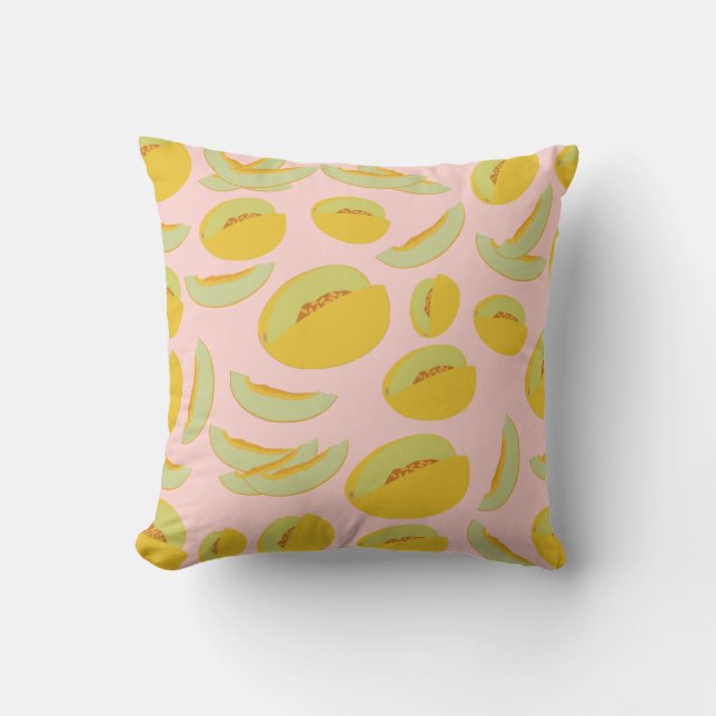 Honeydew Melons Fruit Mönster Kudde (Framsida)