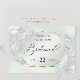 Honeydew Shimmery ska du vara min bridesmaid Inbjudningar