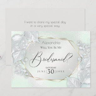 Honeydew Shimmery ska du vara min bridesmaid Inbjudningar