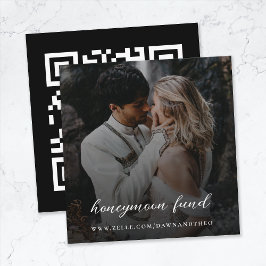 Honeymånfond | QR-kod, Elegant Foto Bröllop Tilläggskort
