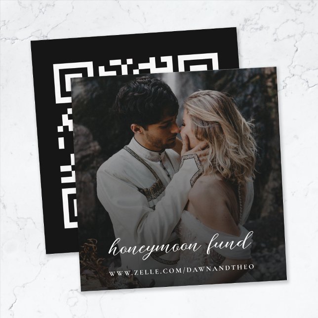 Honeymånfond | QR-kod, Elegant Foto Bröllop Tilläggskort (Skapare uppladdad)