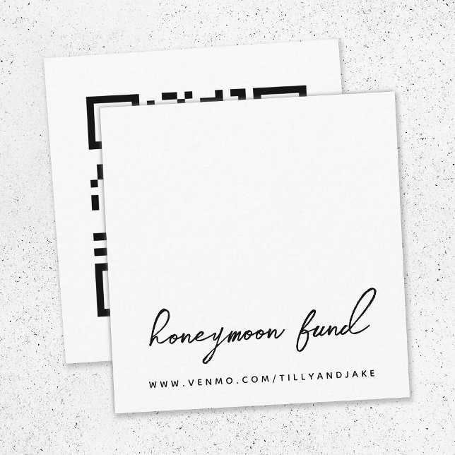Honeymånfond | QR-kod Minimalistisk vit Bröllop Tilläggskort (Skapare uppladdad)
