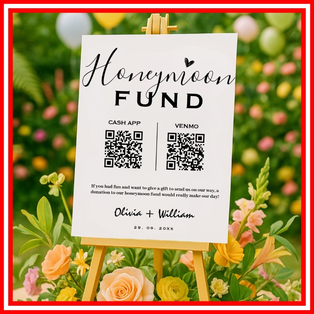 HoneyMånfond QR Modern Honeymoon Wish Bröllop Poster (Skapare uppladdad)