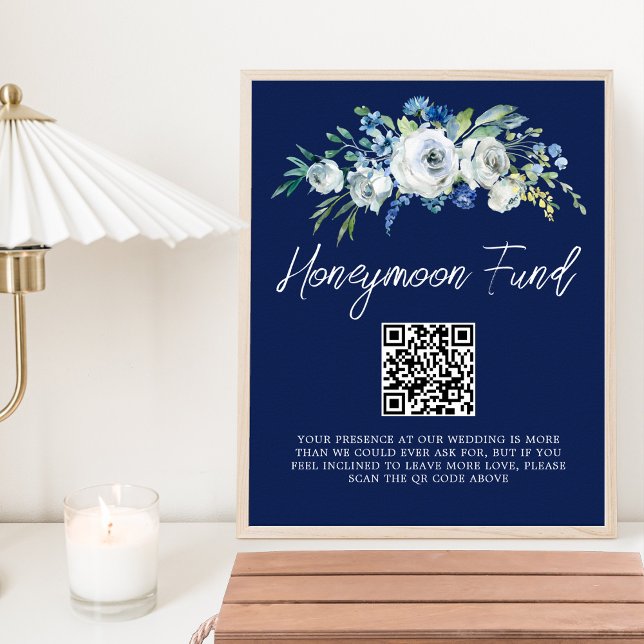 HoneyMånfonden för marint blått Blommigt under vin Poster (Skapare uppladdad)