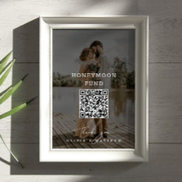 Honeymånfonden. Minimalistiskt QR-kodfoto bröllop Poster