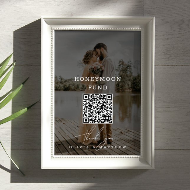 Honeymånfonden. Minimalistiskt QR-kodfoto bröllop Poster (Skapare uppladdad)