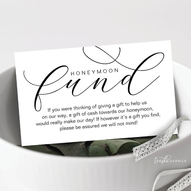 Honeymonfonden i bröllop, Önskemål, modernt minimu Tilläggskort (Wedding Honeymoon Fund, Wish, Modern Beautiful Elegance Luxury Enclosure Card)