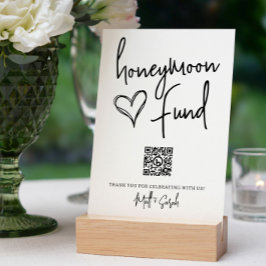 Honeymoom Fund bröllop med QR-kodtecken Poster