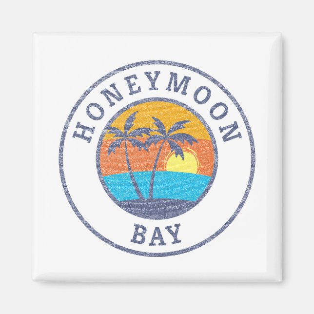 Honeymoon Bay, St. John, Usvi Faded Classic Stil Magnet (Framsidan)