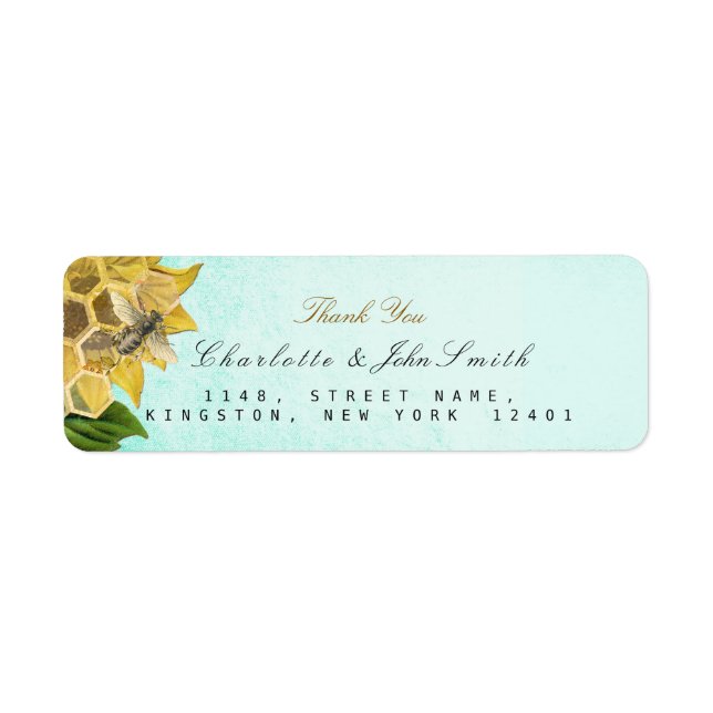 Honeymoon Bee Solros Returetiketter Returadress Etikett (Framsidan)
