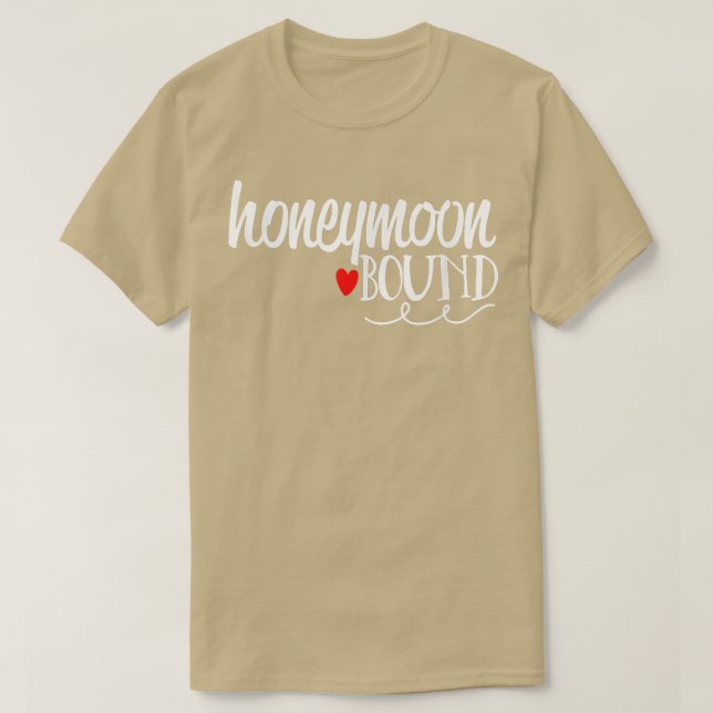 Honeymoon Bound Cute Bride Groom Bröllop T Shirt (Design framsida)