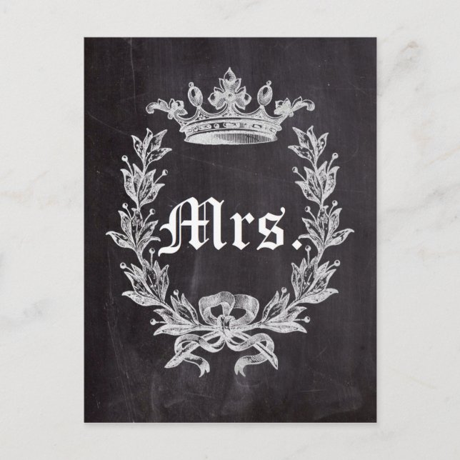 Honeymoon Bride chalkboard, framtiden Mrs. Vykort (Framsida)
