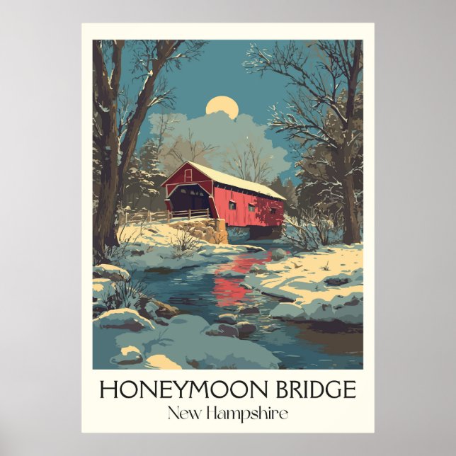 Honeymoon Bridge NH Winter Scene Poster (Framsidan)